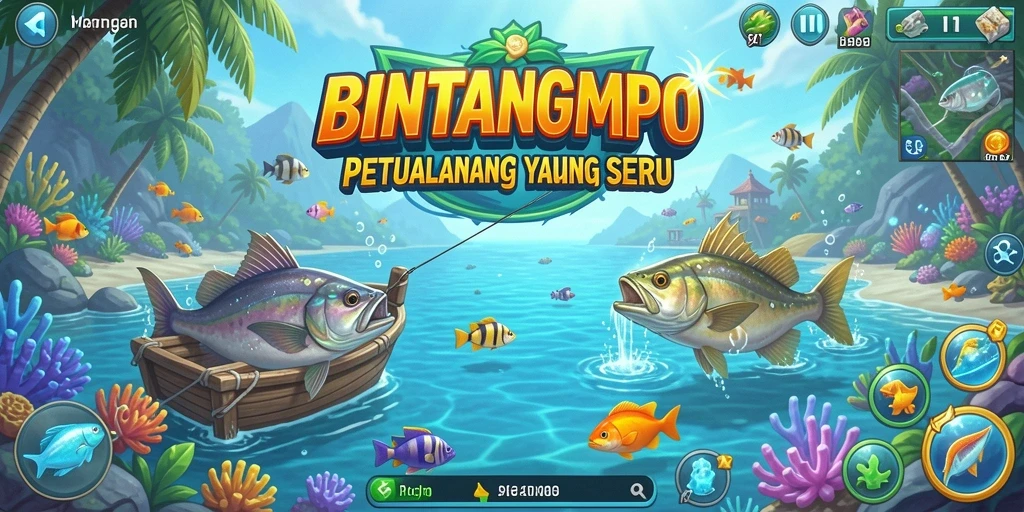 Tampilan gameplay BINTANGMPO yang menarik saat memancing.