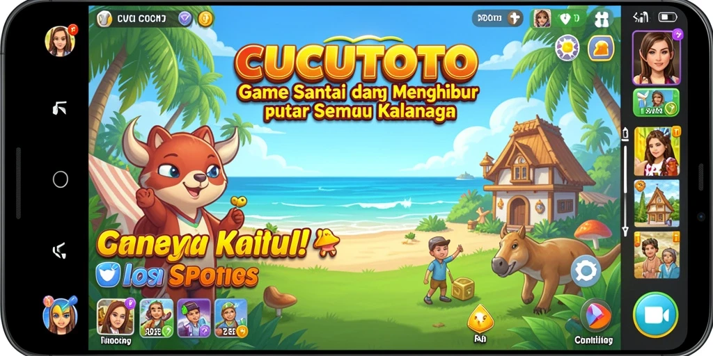 Tampilan gameplay menarik dari CUCUTOTO dengan warna cerah.