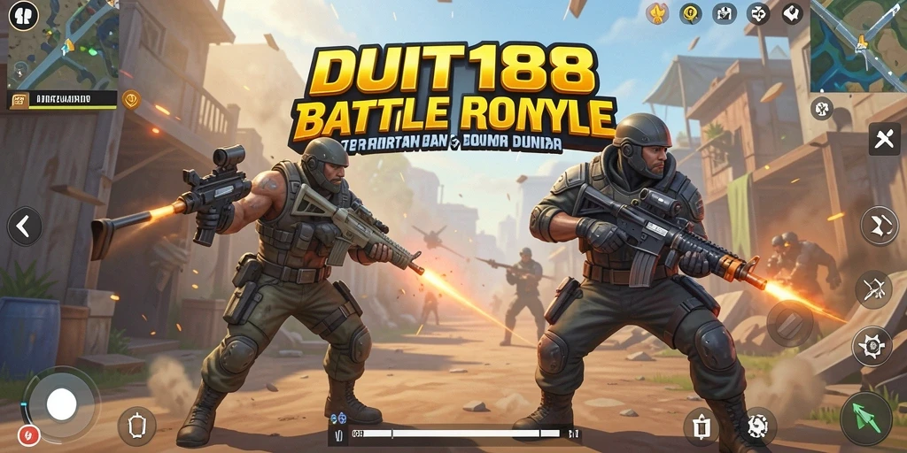 Tampilan menarik gameplay dalam arena pertarungan Battle Royale.