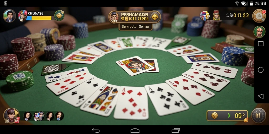 Tampilan gameplay menarik dari KRISNA96 yang menunjukkan keseruan Gaple.