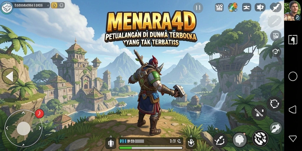 Tangkapan layar gameplay MENARA4D yang menunjukkan petualangan Open World yang menarik.