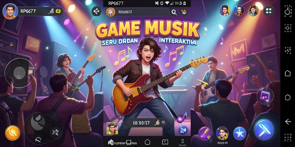 Tampilan gameplay interaktif pada RP6677 dengan berbagai lagu.
