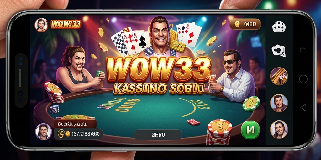 Screenshot gameplay WOW33 menampilkan suasana permainan Kasino yang meriah dan interaktif.
